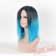 Blue & Black Long Straight Wigs for Women