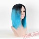 Blue & Black Long Straight Wigs for Women