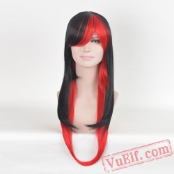 Black & Red Long Straight  Wigs for Women