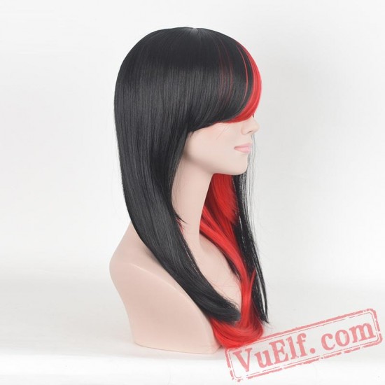 Black & Red Long Straight  Wigs for Women
