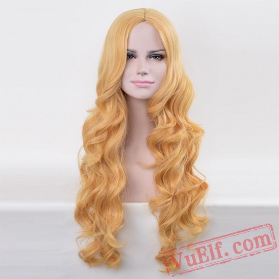 Long Curly Gold Wigs for Women