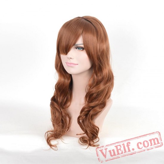 Brown Long Curly Wigs for Women