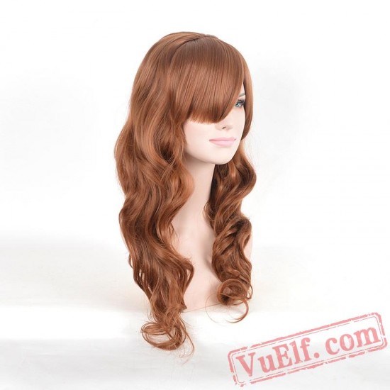 Brown Long Curly Wigs for Women