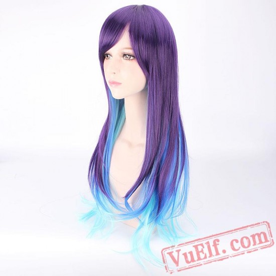 Purple & Blue Long Curly Lolita Wigs for Women