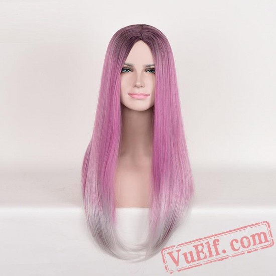 Colored Long Straight Cosplay Wigs for Women