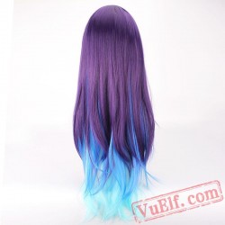 Purple & Blue Long Curly Lolita Wigs for Women