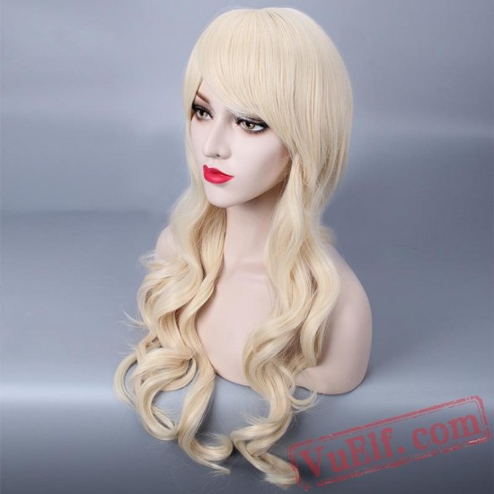 Long Curly Gold Wigs for Women