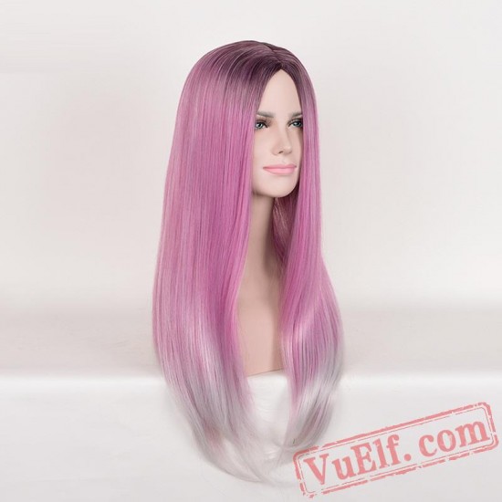 Colored Long Straight Cosplay Wigs for Women