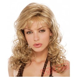 Gold Long Curly Wigs for Women