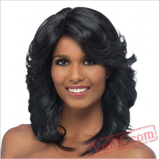 Black Women Mid-length Wigs