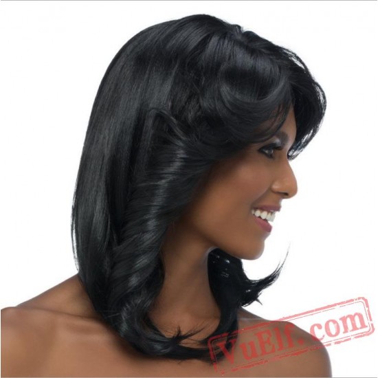 Black Women Mid-length Wigs