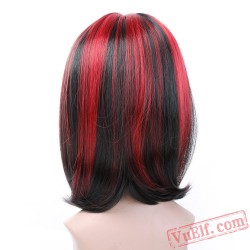 Black & Red Short Wigs for Women