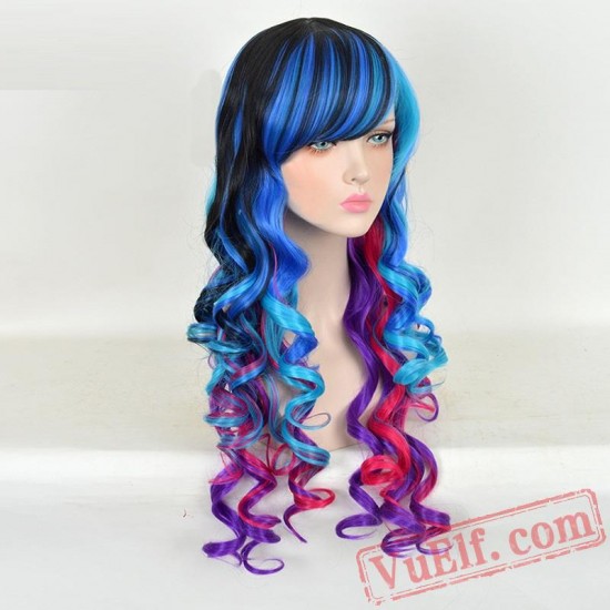 Long Curly Colored Cosplay Wigs for Women