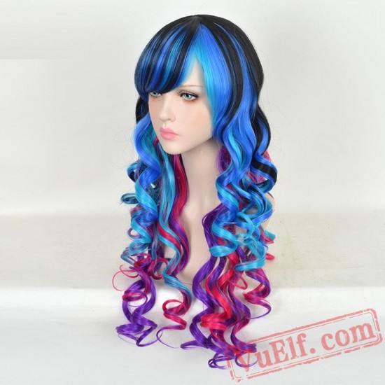 Long Curly Colored Cosplay Wigs for Women