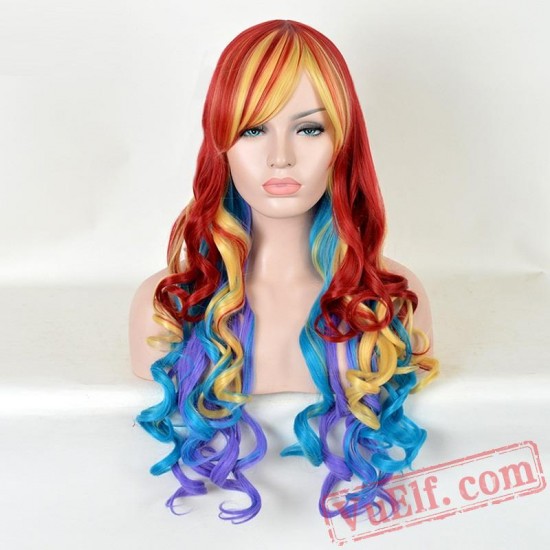 Colored Long Curly Cosplay Wigs for Women