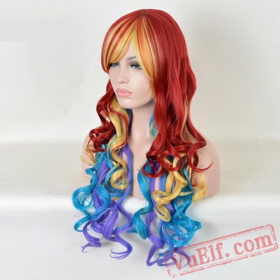 Colored Long Curly Cosplay Wigs for Women