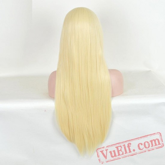 Gold Long Curly Cosplay Wigs for Women