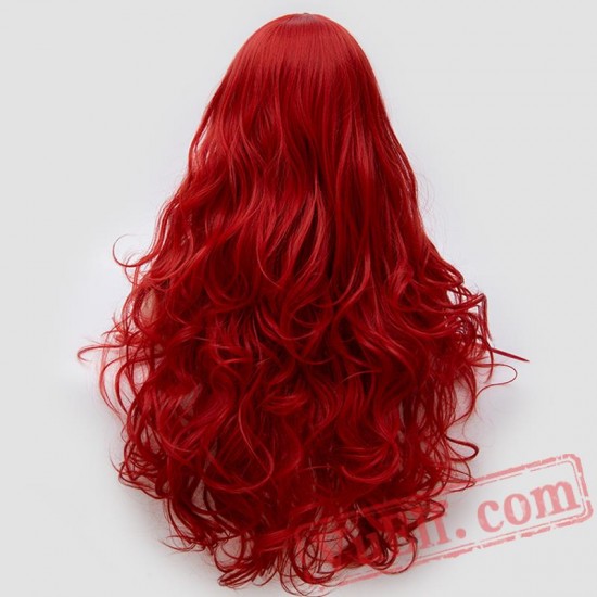 Long Curly Fluffy Red Cosplay Women Wigs Black Purple Pink Silver White