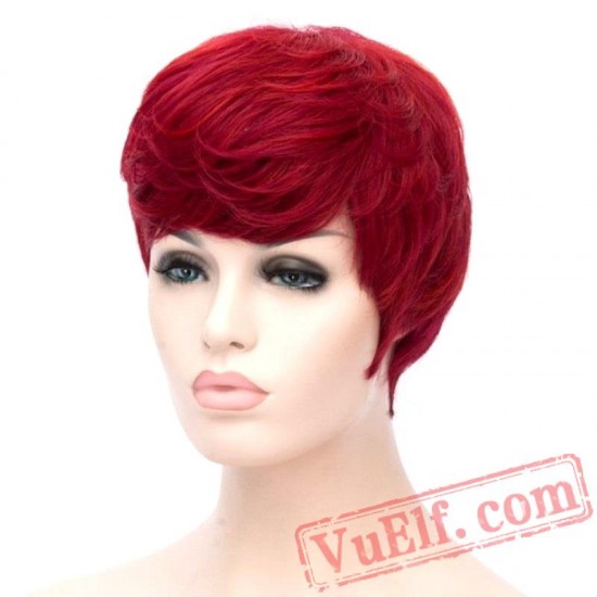 Hair Short Curly Wig Red Women Wigs