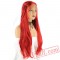 Peruca Braided Long Natural Wave Red Lace Front Wig Women