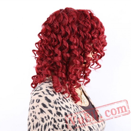 Short Kinky Curly Hair Wigs Medium Red Black Blonde Women Wigs