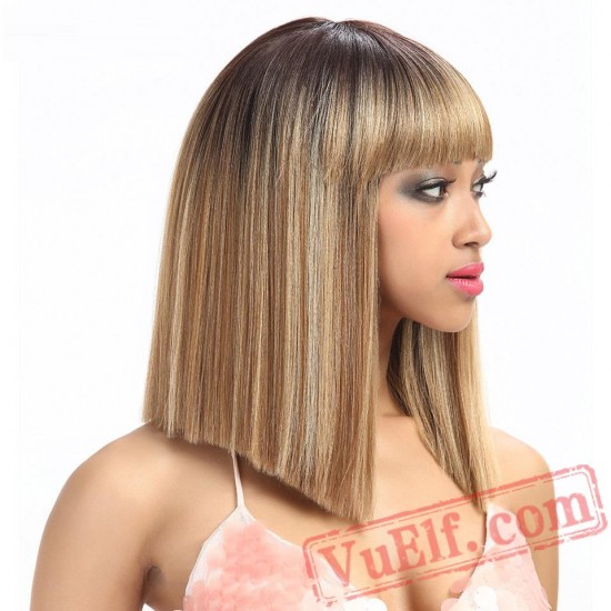 Women Blonde Short Straight Hair Wig