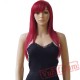 Natural Silky Straight Wig Black Brown Blonde Grey Red Hair Bangs