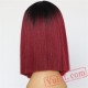 Black Red Short Bob Light Yaki Hair Lace Front Party Wigs