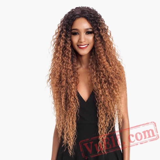 Lace Front Blonde Wig Long Wavy african american Wigs