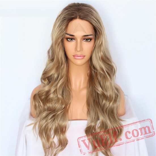 Natural Wave Blonde Brown Hair Wedding Lace Front Wigs Women