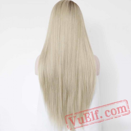 Blonde Lace Front Wig Long Straight Wigs Women