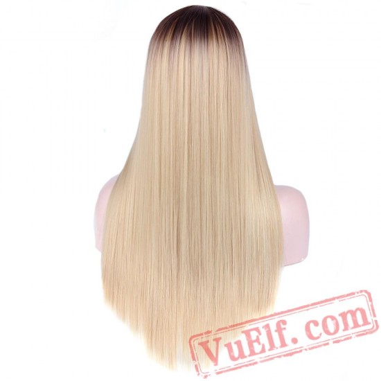 Blonde Long Straight Hair Wigs Women