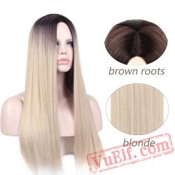 Blonde Long Straight Hair Wigs Women