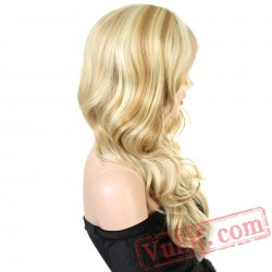 Long Wavy Curly Blonde Wigs Women Curly Cosplay Wigs