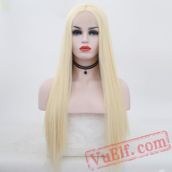 Blonde Silky Straight Hair Lace Front Wig Women