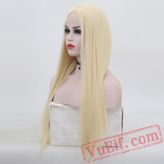 Blonde Silky Straight Hair Lace Front Wig Women