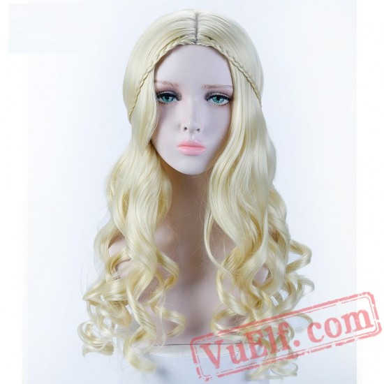 Long Wavy Blonde Wigs Women Long Curly Cosplay Wigs