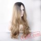 black roots blonde wig long curly hair wigs women