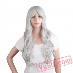 Beauty Long Curly cosplay Wigs White Hair Women