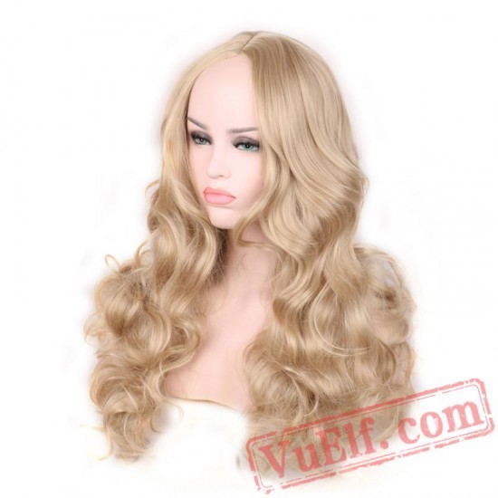 womens wavy wigs hair long blonde wig