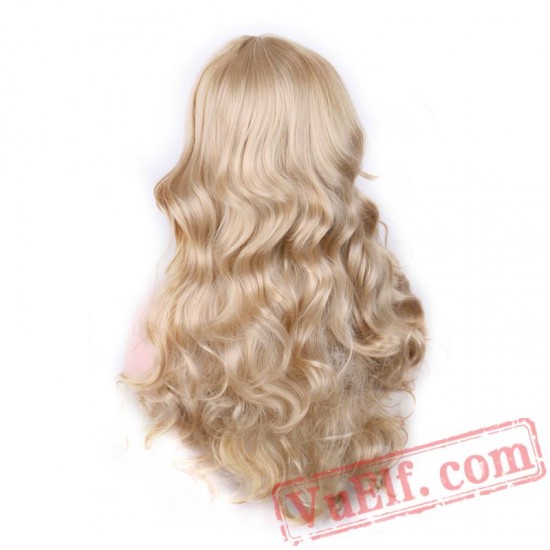 womens wavy wigs hair long blonde wig