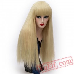 Long Blonde Wigs Women Straight Wig Full Natural Hair Wig