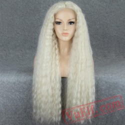 White Lace Front Wig Long Loose Wave Wigs Women Light Blonde Wig
