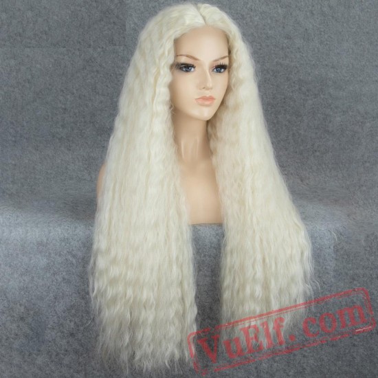 White Lace Front Wig Long Loose Wave Wigs Women Light Blonde Wig