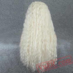 White Lace Front Wig Long Loose Wave Wigs Women Light Blonde Wig