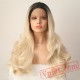 Blonde Hair Lace Front Wig Black Roots Long Wave Wigs Women