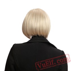 Blonde Wig Bangs Natural Hair Straight Short Bob Wigs Women
