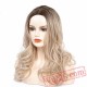 Wave Wigs Long Natural Blonde Wig Women Silver Grey Wavy Hair