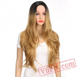 Blonde Wig Long Kinky Curly Wig Women Hair