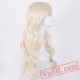 Blonde Wig Oblique Bangs Long Wavy Hair